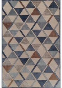 Tappeto Farashe geometrico in viscosa azzurro, L 230 x L 160 cm