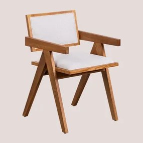 Confezione da 4 sedie da pranzo imbottite con braccioli in legno di - Sklum