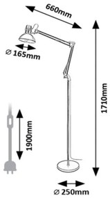 Rabalux 2197 - Lampada da terra ARISTEO 1xE27/40W/230V panna/oro