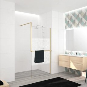Box doccia walk-in Elidesign, vetro serigrafato 8 mm, L 120 cm x H 200 cm, profilo dorato