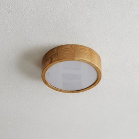TEMAR LIGHTING Plafoniera Cleo DR275, IP54, Ø 27,5 cm, legno di quercia, E27