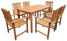 Set da pranzo da giardino 7 pz in legno massello di acacia