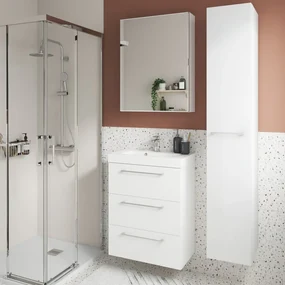 Mobile da bagno sotto lavabo SENSEA Remix bianco laminato lucido L 60 x H 73 x P 33 cm 3 cassetti, lavabo non incluso