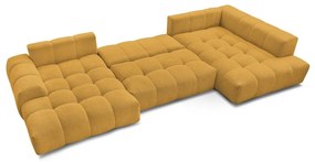 Divano angolare color senape allungabile e con contenitore (penisola a destra/a U) con rivestimento in ciniglia Everest – Bobochic Paris
