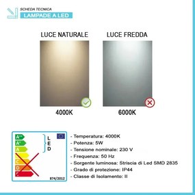 Specchio LED 50x70 cm reversibile con illuminazione naturale