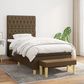 Giroletto A Molle Con Materasso Marrone Scuro 90x200 Cm Tessuto /