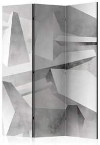 Paravento design Ali congelate (3-parti) - sfondo grigio geometrico in 3D