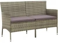 Divano da Giardino a 3 Posti con Cuscino in Polyrattan Grigio 318493