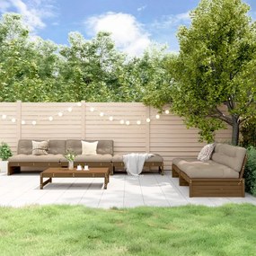 Set divani da giardino 6 pz con cuscini in legno massello miele