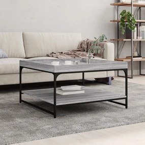 Tavolino Grigio Sonoma 80x80x45 Cm İn Legno Multistrato E Ferro /