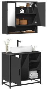 Set Mobili Da Bagno 2 Pz Nero İn Legno Multistrato /