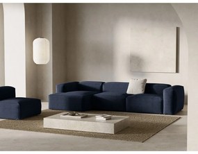 Divano angolare blu scuro (con penisola a sinistra/con chaise lounge) con rivestimento in velluto a coste Bergamo – Cosmopolitan Design