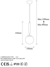 Lampadario dorato con paralume in vetro ø 15 cm King – Opviq lights