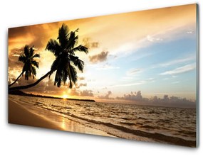 Quadro acrilico Paesaggio della spiaggia delle palme 100x50 cm