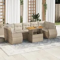 Set Divano da Giardino 8 pz con Cuscini Beige in Polyrattan 3327236