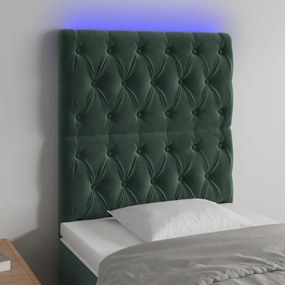 Testiera A Led Verde Scuro 80x7x118/128cm İn Velluto /