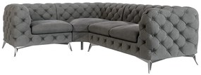 Divano angolare grigio (con penisola a sinistra/a L) con rivestimento in velluto Chelsea – Ropez