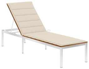 Sdraio Con Cuscino İn Legno Massello Di Acacia E Acciaio Inox /
