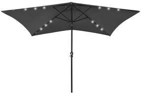 Ombrellone Da Giardino Con Led Palo İn Acciaio Antracite 2x3 M /