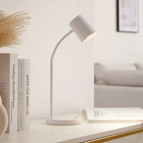 Lampada da scrivania Radka Lindby, Bianco / Opale, Studio / Ufficio, Plastica, Moderno, Lampada da tavolo