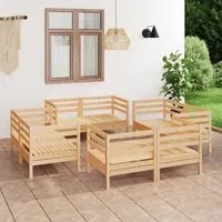 Set Divani da Giardino 8 pz in Legno Massello di Pino 3082427