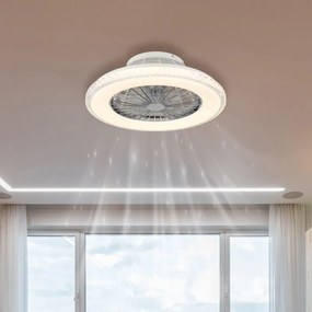 Ventilatore da soffitto CORUSSO trasparente, Ø 50 cm, dimmerabile, GLOBO IP20