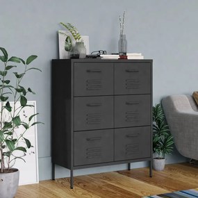 Cassettiera Antracite 80x35x101,5 Cm İn Acciaio /
