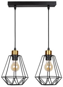 Lampadario a sospensione con filo PRIMO 2xE27/60W/230V nero/oro