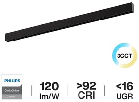 Lampada Lineare LED a Soffitto 40W 120cm, UGR16 CCT PHILIPS Certadrive Colore del corpo Nero