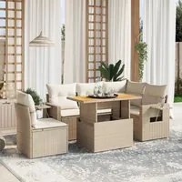 Set Divano da Giardino 6 pz con Cuscini Beige in Polyrattan 3271758