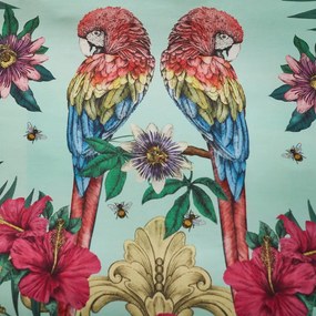 Set copripiumino e federa verde e blu in raso di cotone per letto matrimoniale e per letto esteso 230x220 cm Paradise Parrot – Matthew Williamson