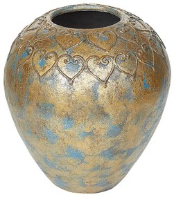 Terracotta Vaso decorativo 33 Oro Blu NIDA Beliani