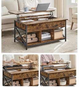 Tavolino da salotto con piano sollevabile NYRO marrone/nero