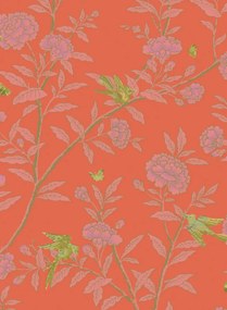 Cole & Son Carta da parati Roseberry with Birds - Vermillion