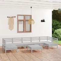 Set Salotto da Giardino 8 pz in Legno Massello di Pino Bianco 3083410