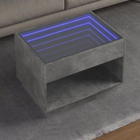 Tavolino Da Salotto Con Led Infinity Grigio Cemento 70x50x50 Cm /