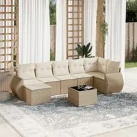 Set Divano da Giardino 8 pz con Cuscini Beige in Polyrattan 3221687