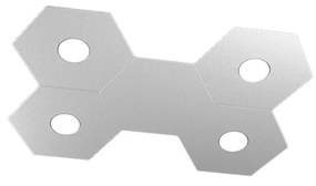 Plafoniera Moderna 5 Moduli Hexagon Metallo Grigio 4 Luci Led 12X4W