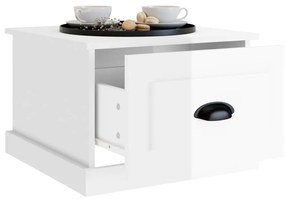 Tavolino da salotto bianco lucido 50x50x35 cm legno multistrato