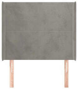 Testiera ad orecchio grigio chiaro 103x16x118/128 cm in velluto