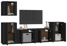 Set di mobili porta tv 5 pz nero in legno multistrato