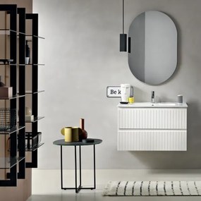 Mobile da bagno sospeso moderno con base 80 ARTICO con 2 cassetti e lavabo BIANCO OPACO