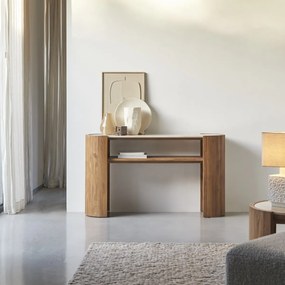 Tikamoon - Consolle in legno di teak e marmo 140 Virgile