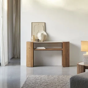 Tikamoon - Consolle in legno di teak e marmo 140 Virgile