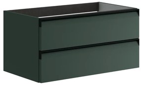 Mobile da bagno sospeso sotto lavabo L 79.5 x H 40 x P 45.5 cm verde laccato opaco, 2 cassetti VISOBATH Fusion