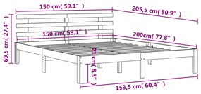 Giroletto con Testiera Marrone Cera 150x200 cm Massello Pino