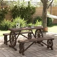 Set da Pranzo da Giardino 3 pz in Legno Massello di Abete 3207138