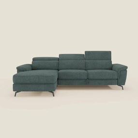 Estro Divano estraibile con chaise-longue e poggiatesta reclinabili in tessuto impermeabile T14 verde