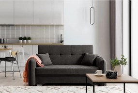 Divano grigio scuro allungabile/con contenitore e rivestimento in ciniglia 155 cm Laine – ELTAP