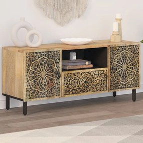 Mobile Porta Tv 105x33x46cm İn Legno Massello Di Mango /